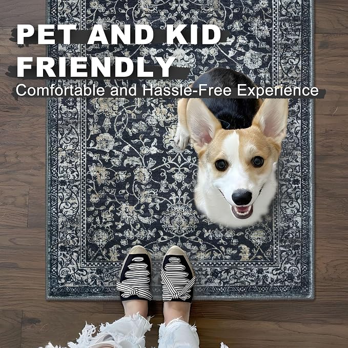 KILOCOCO Hallway Runner 2x6 Rug Runner Printed Vintage Floral Washable Kitchen - Image 5