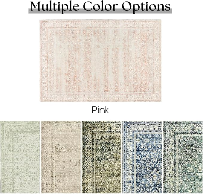 Pink Boho Runner Rugs for Hallway Bathroom Non Slip Cute Bed Side Bedroom Rug - Image 8