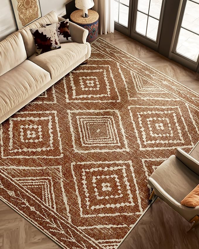 BESTSWEETIE Area Rug 7x9Rug Machine Washable Non-Slip Low Pile Print Pattern - Image 2