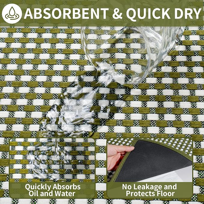 YDKGL Kitchen Rugs Non Slip Washable, Rubber Backing Soft Chenille Braided - Image 5