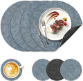 NCUE 13" Faux Leather Round Placemats Set of 4, Reversible Dual-Color | by NCUE