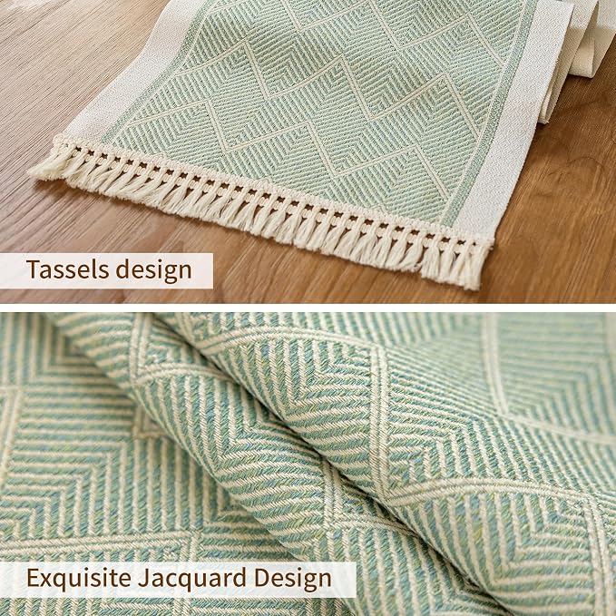 14x48 Geometric Table Runner Waterproof Boho Dresser Scarf Tassels | Need to - Image 3