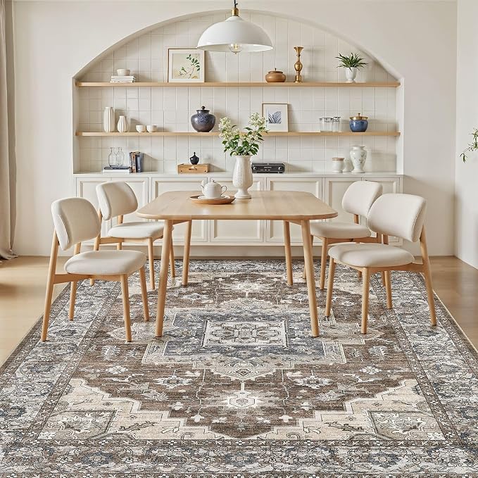 7x9 Area Rugs Living Room: Washable Vintage Rug Large Non-Slip Stain Resistant - Image 5