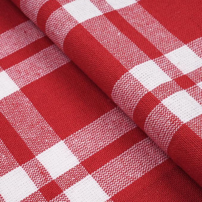 Encasa XO Table Runner, Woven Cotton Dining Runner 13"x72" | Franca Red Checks - Image 7