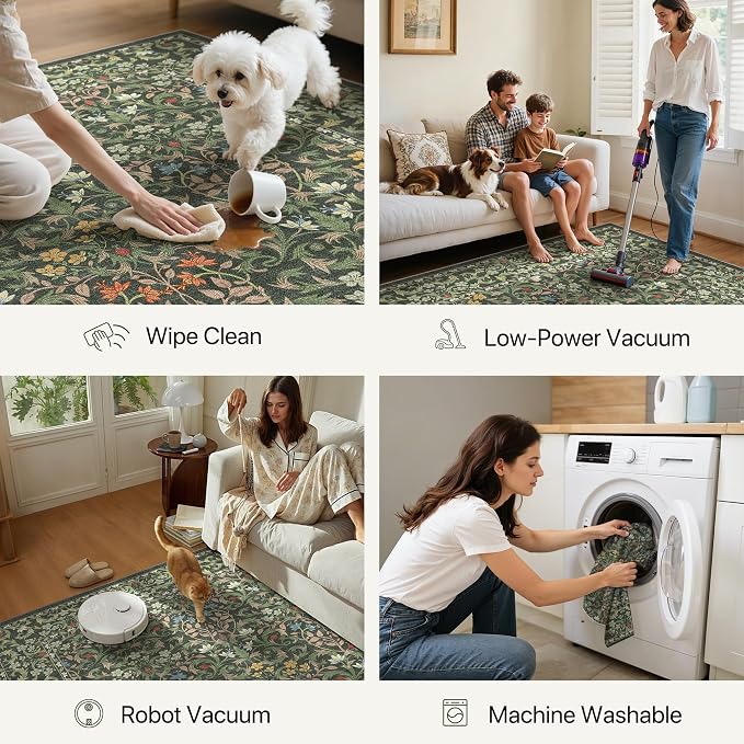 GENIMO Floral Washable Runner Rug 2’6” x 8’, Non-Slip Long Hallway Carpet - Image 6