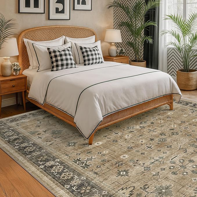 Taupe and Sage 8x10 Living Room Rug, Oriental Large Area Rug - Image 6