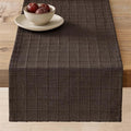 Artisanal Grid Linen Table Runner, 13x60 Inches Chocolate | Heavy Textured by ZEEMARTONLINE