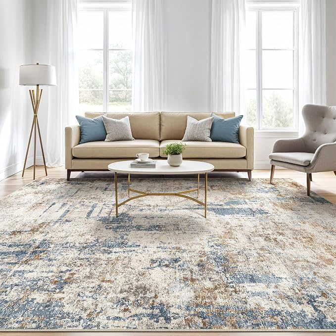 6x8Ft Area Rug Washable Rugs: Living Room Large Abstract Modern Soft Stain - Image 4