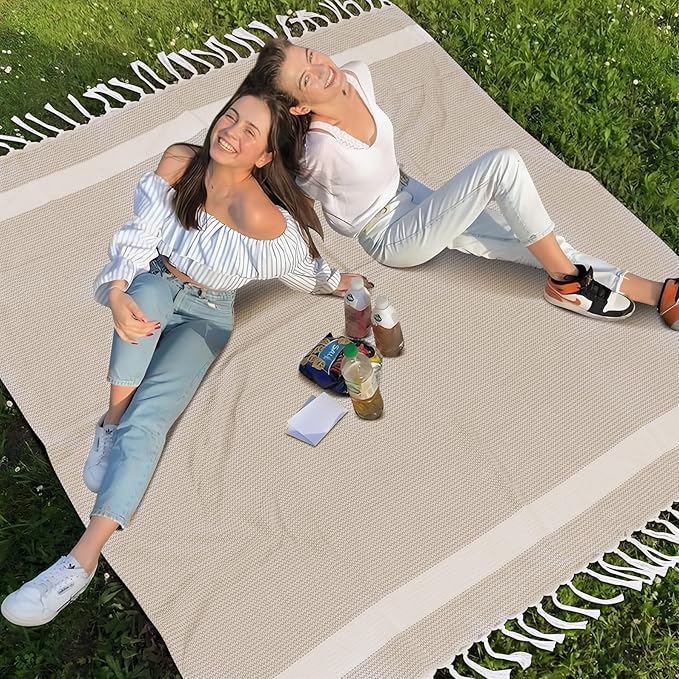 Jumbo Turkish Beach Towel Blanket Picnic Ourtdoor Mat Oversized Sandproof Fast Dry Thin Extra Large Xl Huge Linen Compact Organic Cotton Summer Vacation Gifts Travel Essential Cruise Ship Necessities