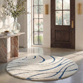 SAFAVIEH Florida Shag Collection 6'7" Round Cream/Blue SG471 Abstract Wave by Unknown