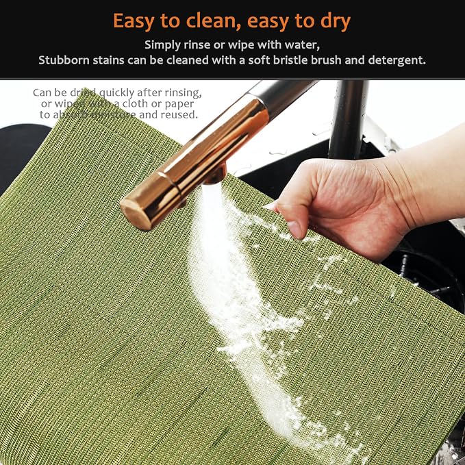 Green Vinyl Placemats Set of 6, Heat Resistant Table Placemats | 18x12 inch - Image 5