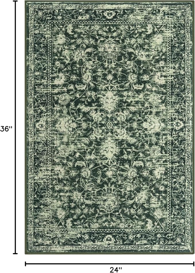 KILOCOCO Small Area Rug 2x3 Entryway Rugs Printed Vintage Floral Washable Rug - Image 2