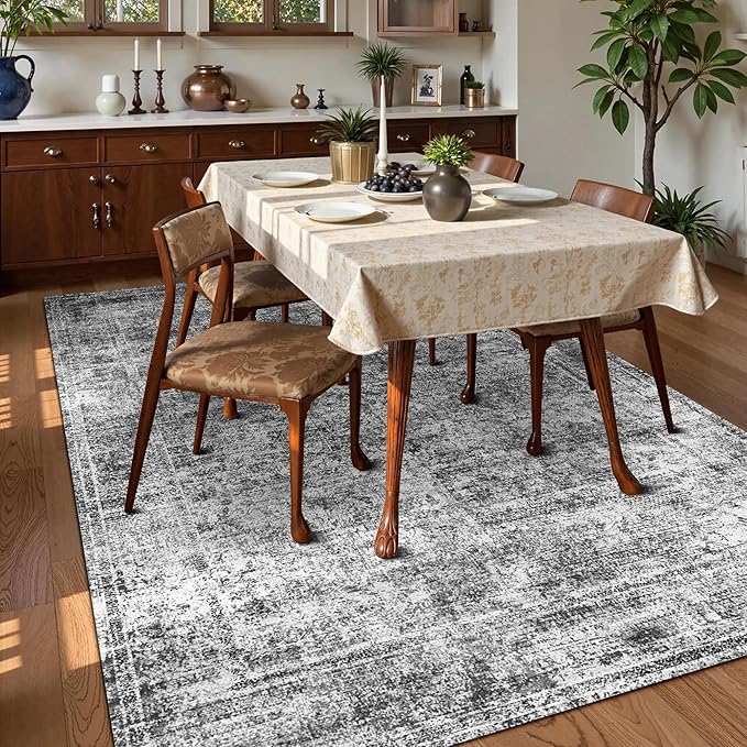Washable Area Rug 9' x 12' Vintage Traditional Persian Mat - Image 3