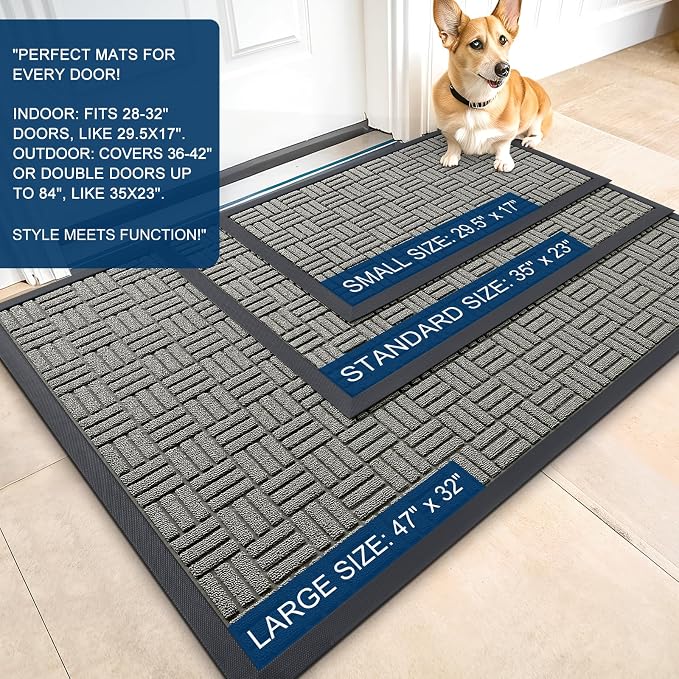 OLANLY Front Door Mat Outside Entrance 59x23, Heavy Duty Sturdy Natural Rubber - Image 2