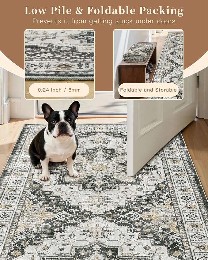 Madane Hallway Runner Rug 2'6''x12' Kitchen Runner, Non Slip Vintage Runners - Image 6