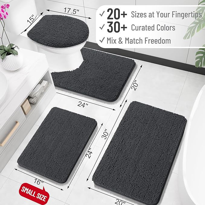 OLANLY Bathroom Rugs 30x18, Extra Soft Absorbent Chenille Bath Rugs, Rubber - Image 2