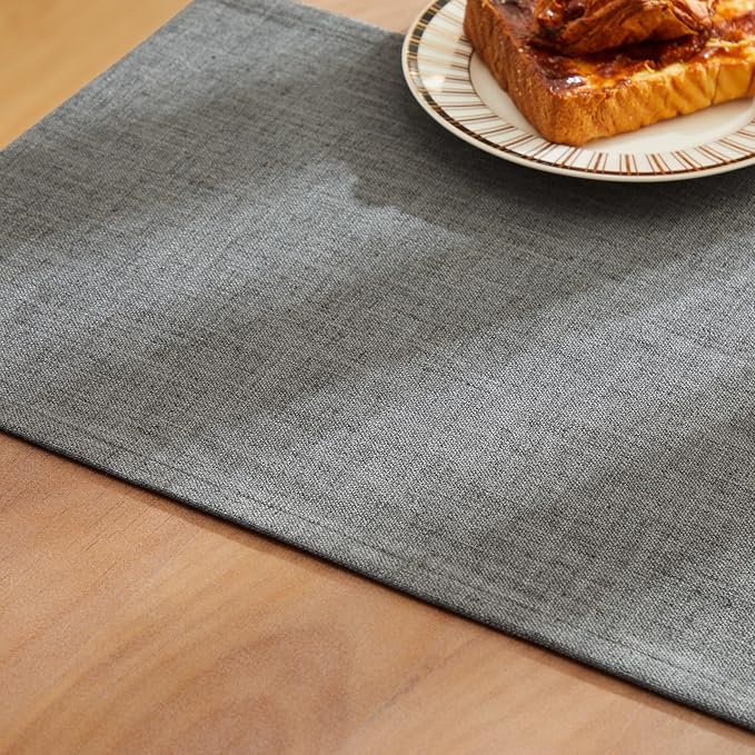 Rustic Cotton Linen Table Runner, 13x108 Inches Dark Grey | Farmhouse Style - Image 6
