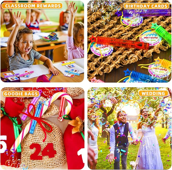 200 Pack Star Bubble Wands,Party Favors Supplies for Toddlers Kids’ Birthday, Summer Outdoor Celebrations,School Classroom Carnival Prize Giveaways,Bulk Gift Box as Goody Bags Stuffer