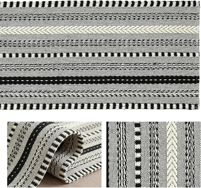 Artoid Mode Black Farmhouse Stripe Braided Table Runner 12x60 Inch | Holiday - Image 6
