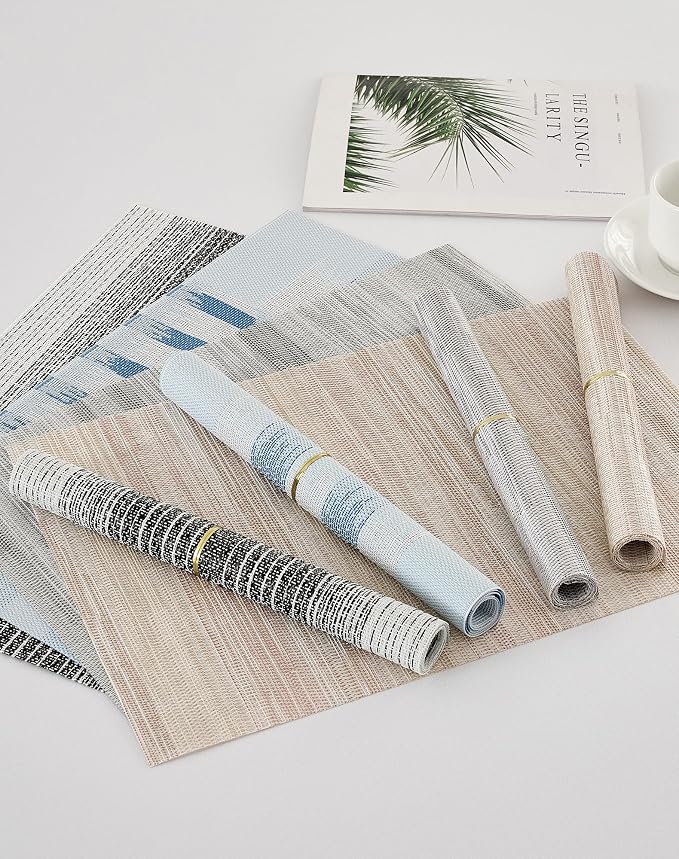 Leetaltree Geometric Print Blue Placemats Set of 6 - Image 9