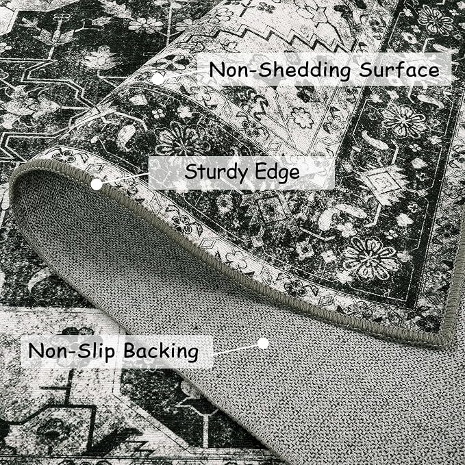 Moynesa Ultra-Thin Washable Vintage Runner Rug - Image 4