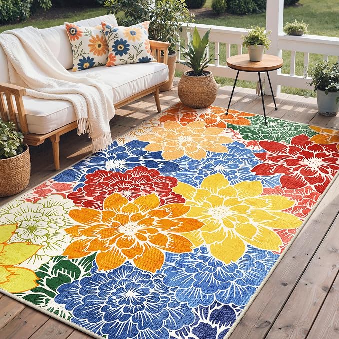 GENIMO Indoor Outdoor Area Rug 8'x10', Machine Washable Rugs - Image 3