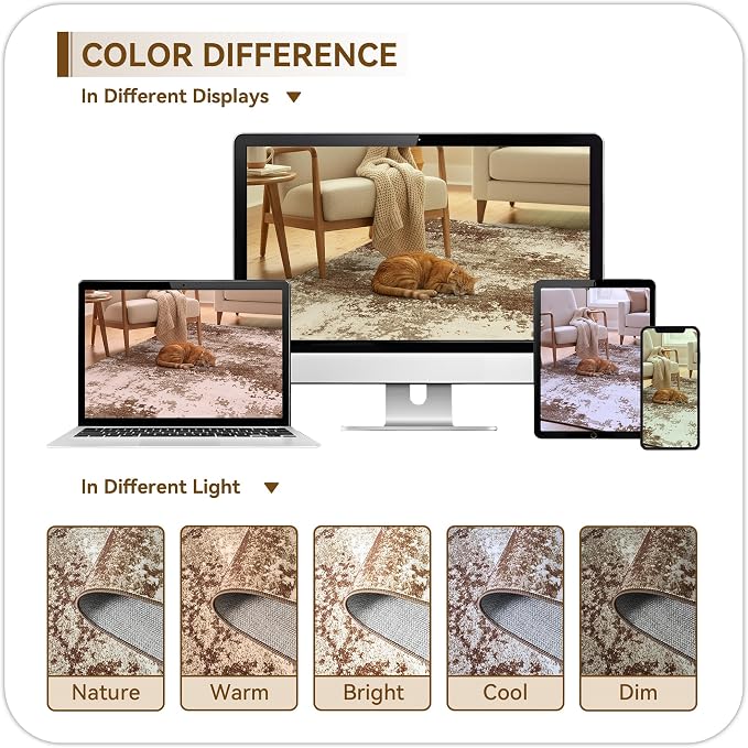 Brown Washable Rug 6x9 Area Rugs - Image 9