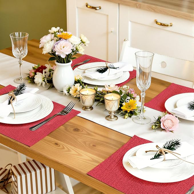 Faux Leather Heat Resistant Placemats 8 Packs, Waterproof Wipeable Dining PU - Image 7