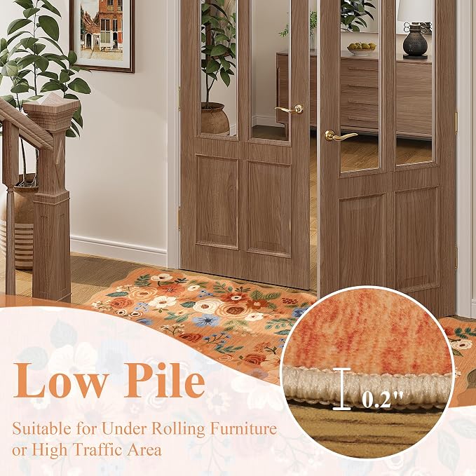 DUKINO 2x3 Entryway Rug, Floral Washable Indoor Door Mat - Image 9