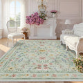 Green Floral Washable Area Rug 8x10 – Large Vintage Boho Non-Slip Carpet by Dadasgk