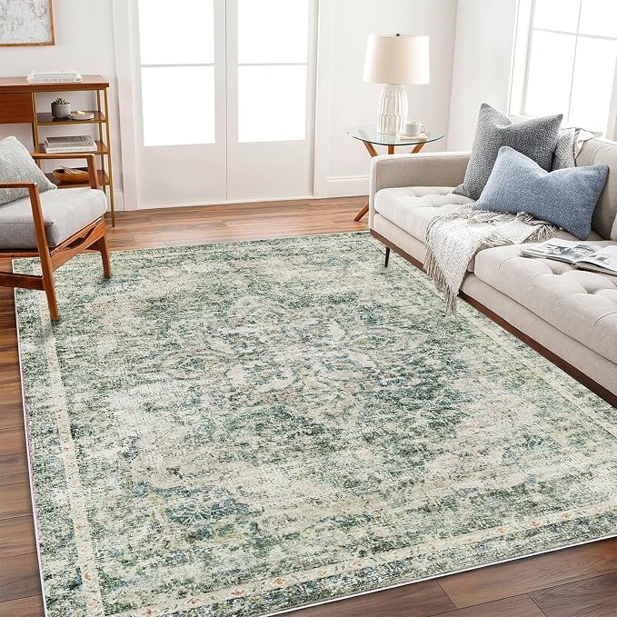 CHAMPLANT Washable Area Rug 3'x5' Vintage Traditional Floor Cover Foldable Thin - Image 2