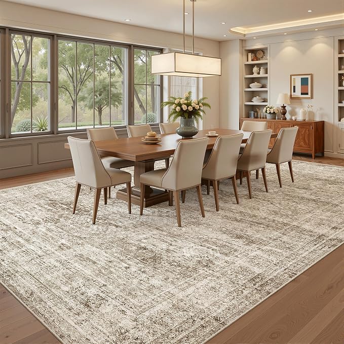 Soalmost 9x12 Area Rugs for Living Room, Non Slip Machine Washable Vintage Rugs - Image 4