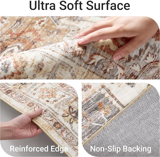 befbee 10x14 Area Rugs, Ultra-Thin Washable Rugs - Image 3