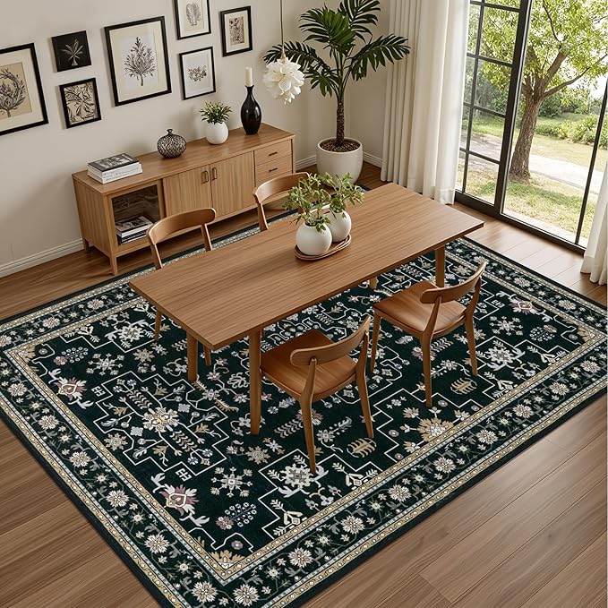 Area Rugs 10x12 Living Room Rug: Washable Rug Soft Vintage Boho Medallion - Image 4