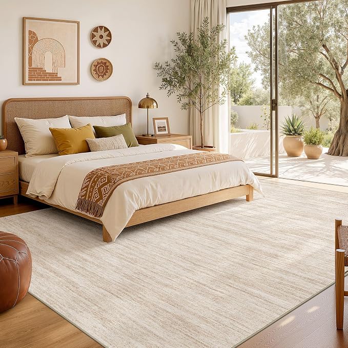 Nakagishi 6X8 Area Rugs Living Room: Washable Large Vintage Rug Neutral - Image 6