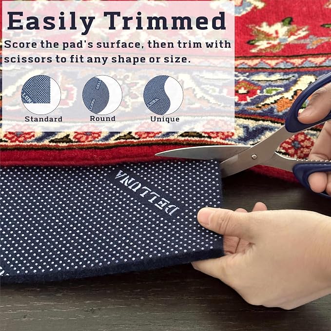 DELLUNA Non-Slip Area Rug Pad 3/8" Thick 2'x8' Double Side Rubber + Felt - Image 5