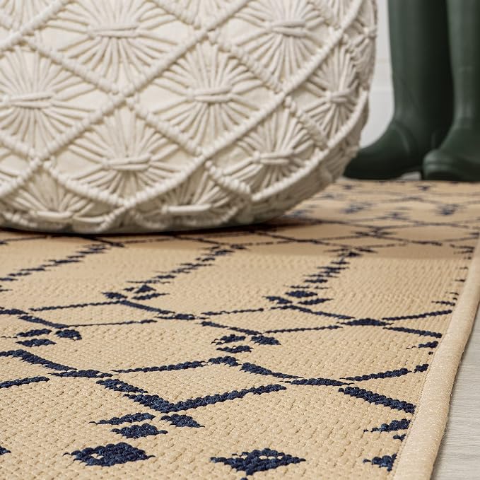JONATHAN Y Moroccan Geometric Indoor Outdoor Area Rug 8X10 Beige/Navy, Ourika - Image 8