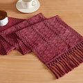 Macrame Style Boho Table Runner, 12x36 Inch Burgundy | Woven Boho Table Runner by ZEEMARTONLINE