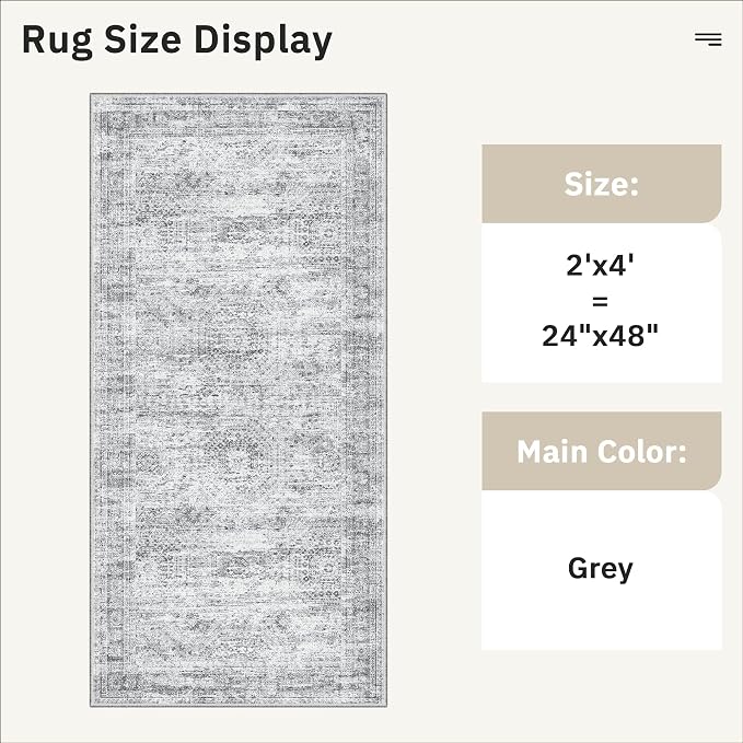 Soalmost 2x4 Washable Rugs for Kitchen, Powder Room Small Area Rug Non-Slip - Image 5
