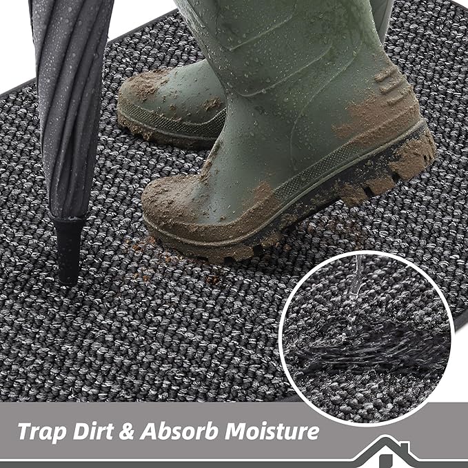 BEQHAUSE Dirt Trapper Door Mat 32" x 48" Half Circle Non-Slip Washable Doormats - Image 3