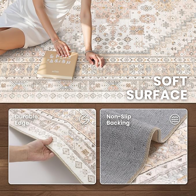 zesthome 8x10 Area Rugs for Living Room, Non-Slip Backing Washable Rugs - Image 6