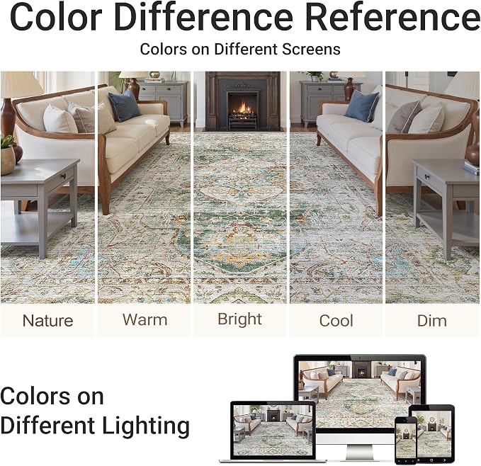 befbee 5x7 Area Rugs for Living Room, Stain Resistant Washable Rug, Non-Slip - Image 6