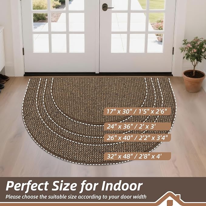 BEQHAUSE Dirt Trapper Door Mat 17" x 30" Half Circle Non-Slip Washable Doormats - Image 2