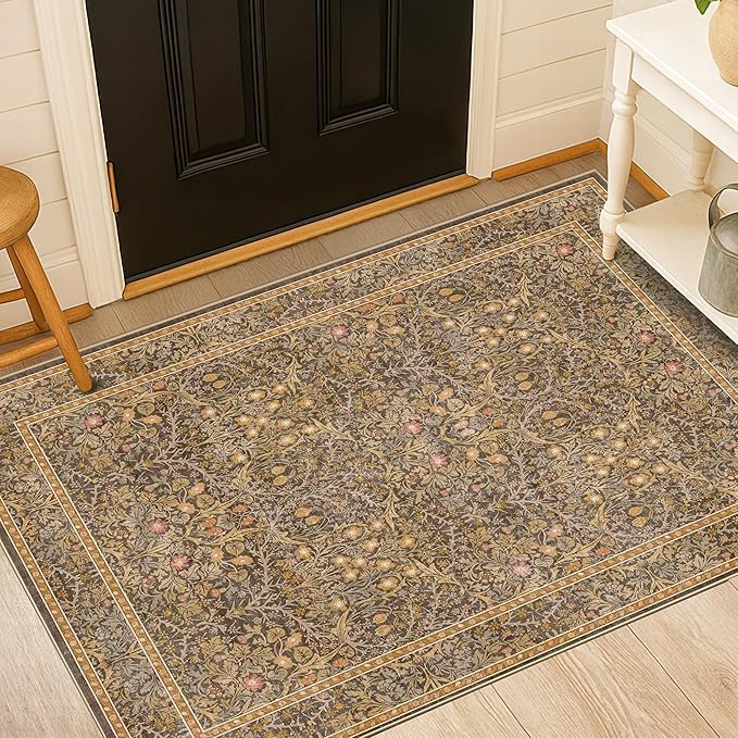 Vintage Brown 3x6 Area Rugs for Large Entryway, Bedroom Beside Rug, Laundry Room - Image 6