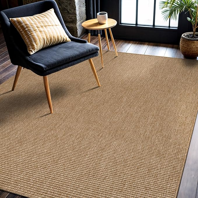 CAMILSON Easy Jute Rug 9x12, Large Indoor Outdoor Natural Color Farmhouse Area - Image 5