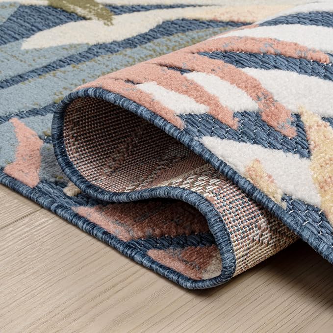 JONATHAN Y Tropics Palm Leaves Indoor Outdoor Runner Rug 2X8 Dark Blue/Multi - Image 4