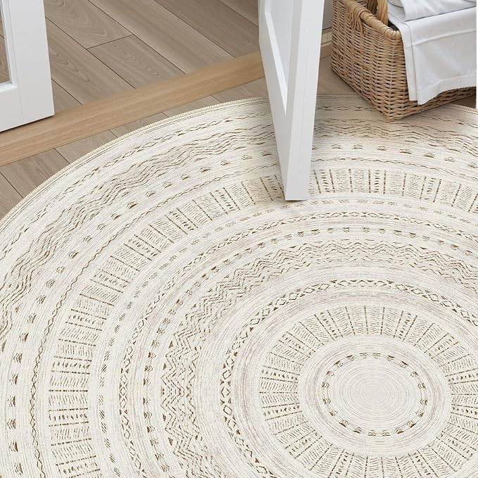 cotiled 5x5 Round Area Rugs Living Room Rug: Washable Boho Rugs - Image 6