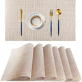 PIGCHCY Beige Placemats Set of 6 Vinyl PVC Durable Place Mats by PIGCHCY