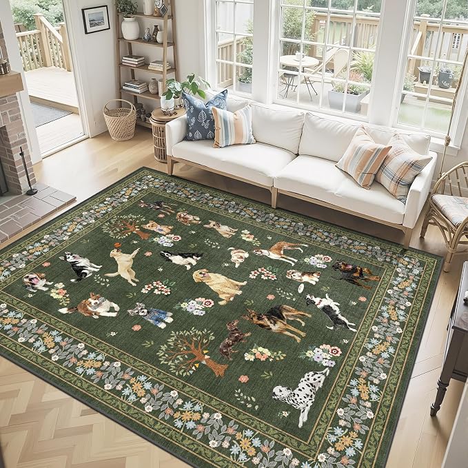 Washable 6x9 Dogs Area Rugs, Soft Bedroom Rug by WelcometoBabovid