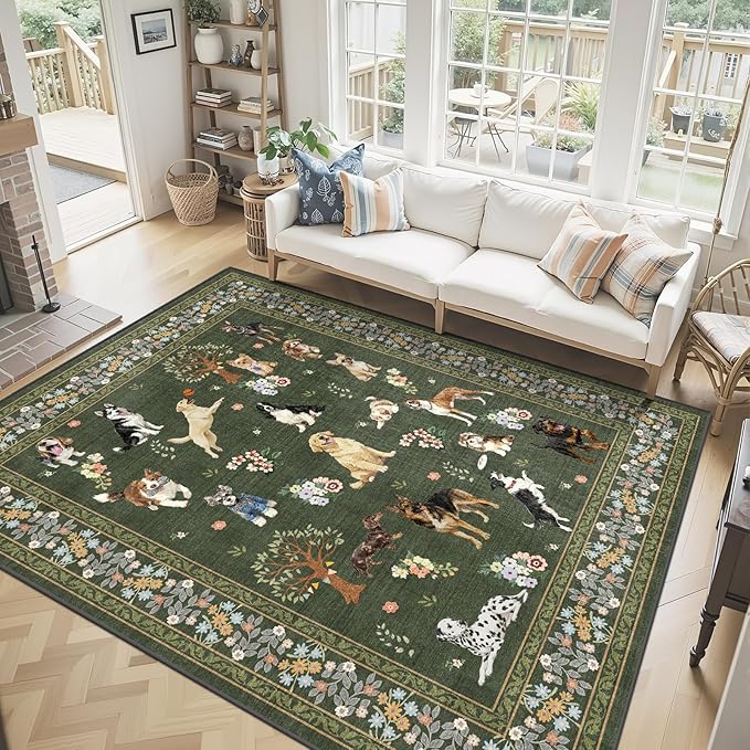Washable Area Rug 8x10, Large Soft Dog Rugs - Image 2